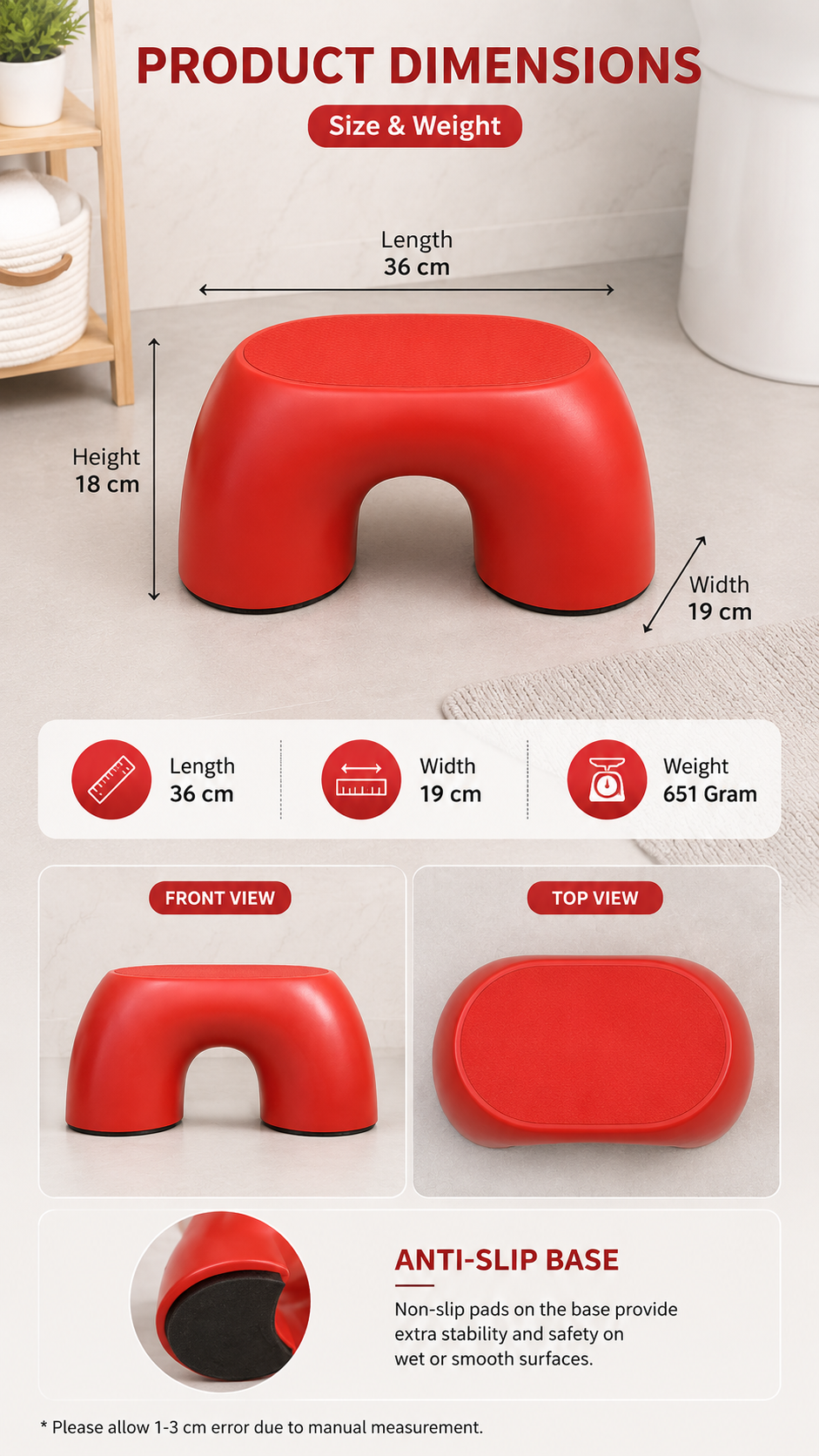 Red Plastic Stool for Home and Kitchen (YM1372)