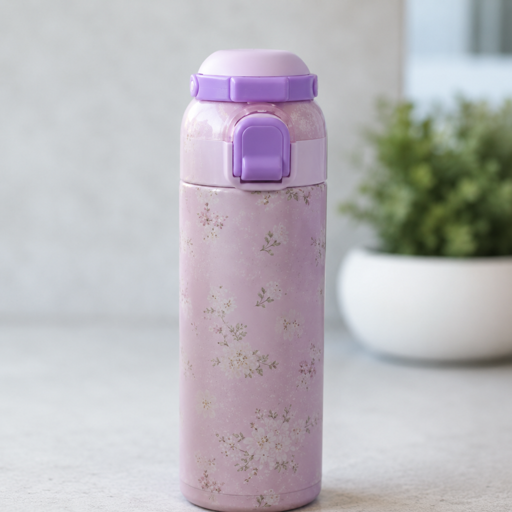 Light Pink Floral Insulated Water Bottle (YM1622)