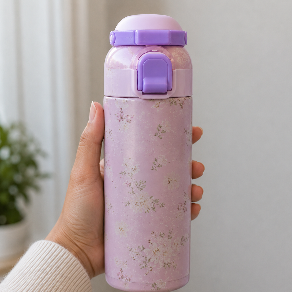 Purple Floral Insulated Water Bottle (YM1622)