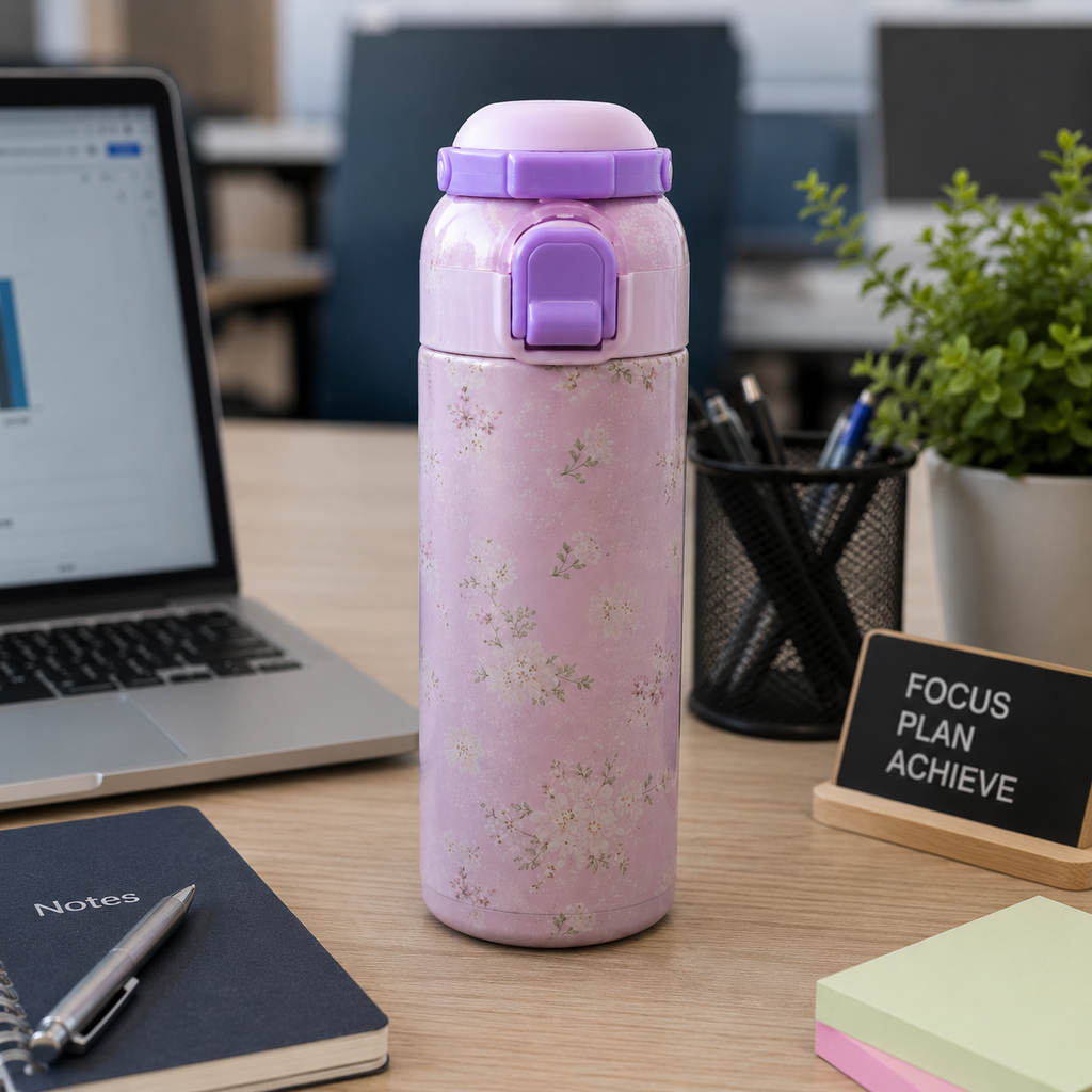 Purple Floral Insulated Water Bottle (YM1622)