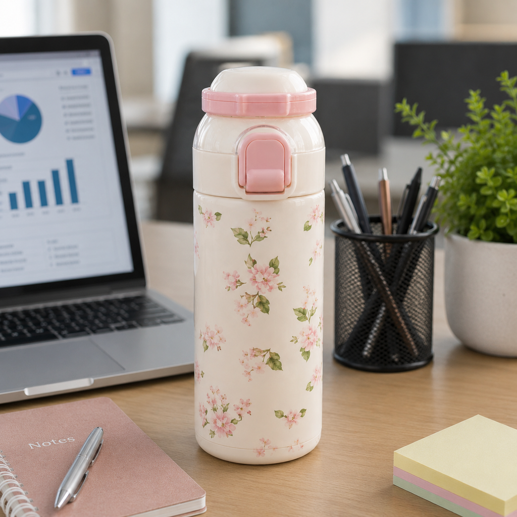 Light Pink Floral Insulated Water Bottle (YM1622)