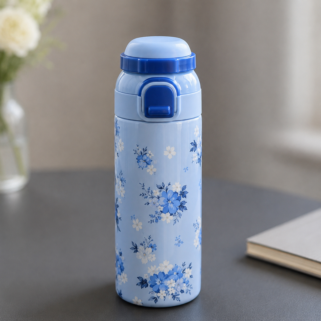 Blue Floral Insulated Water Bottle (YM1622)