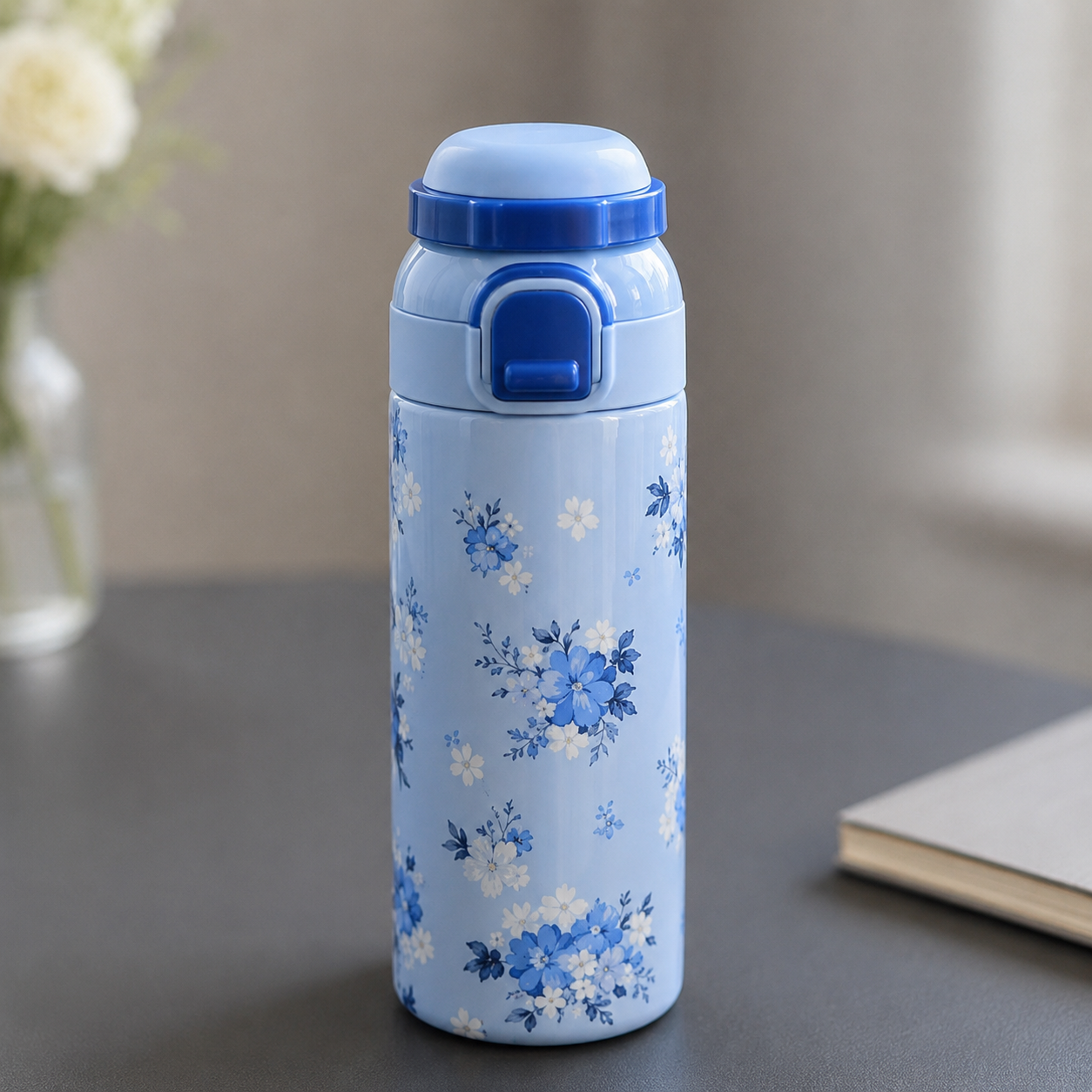 Blue Floral Insulated Water Bottle (YM1622)