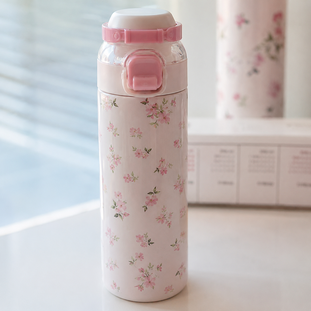 Pink Floral Insulated Water Bottle (YM1622)