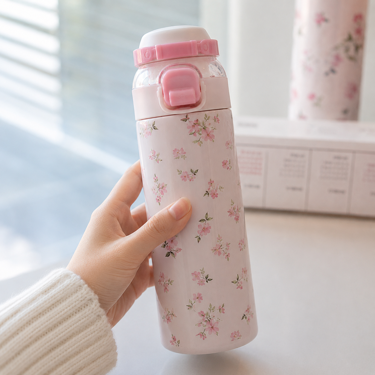 Pink Floral Insulated Water Bottle (YM1622)