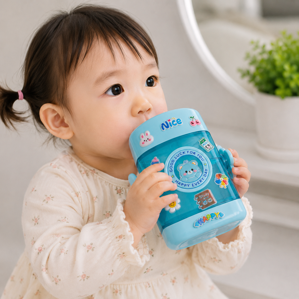 Blue Kids Drinking Cup with Dual Handles (YM506)