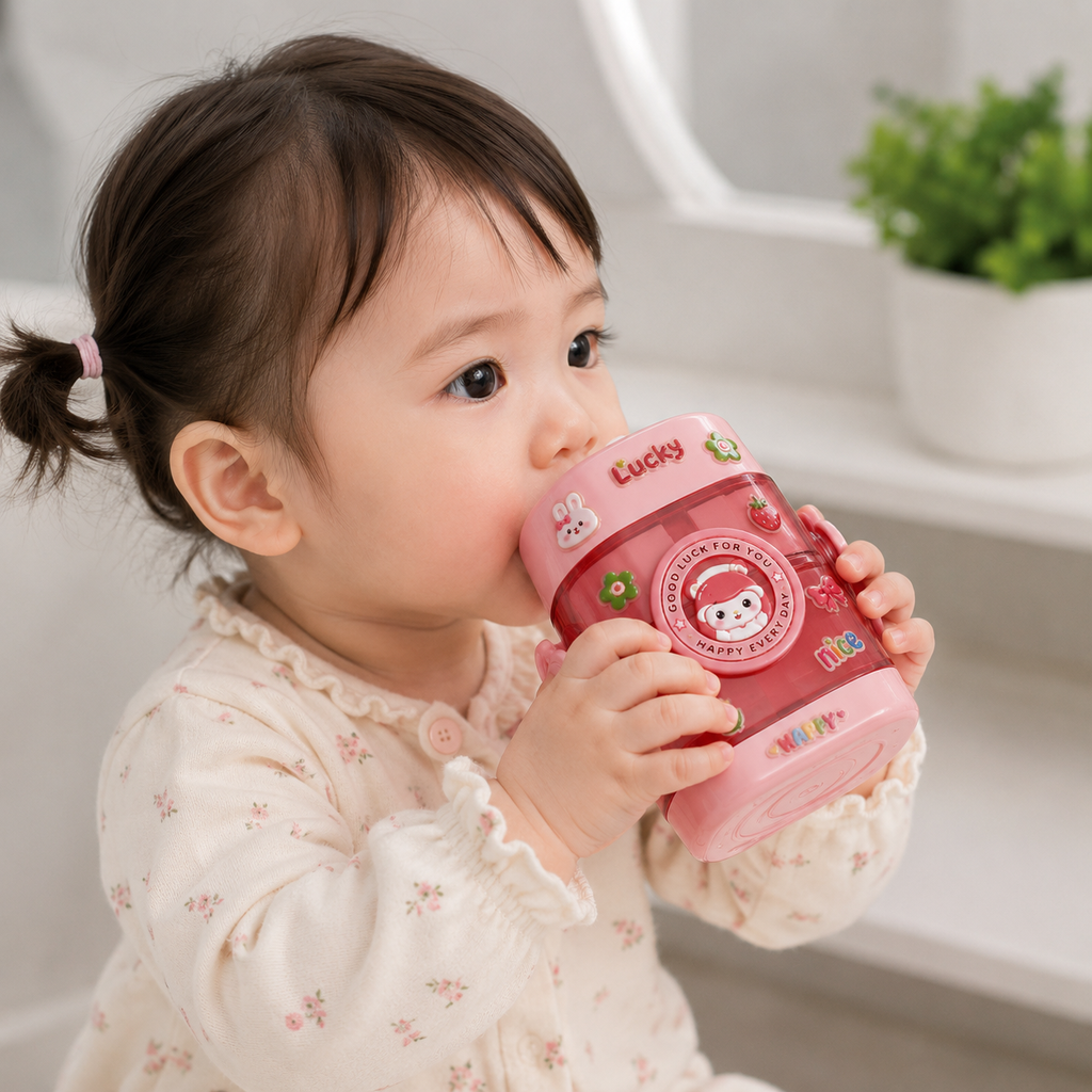 Pink Kids Drinking Cup with Dual Handles (YM506)