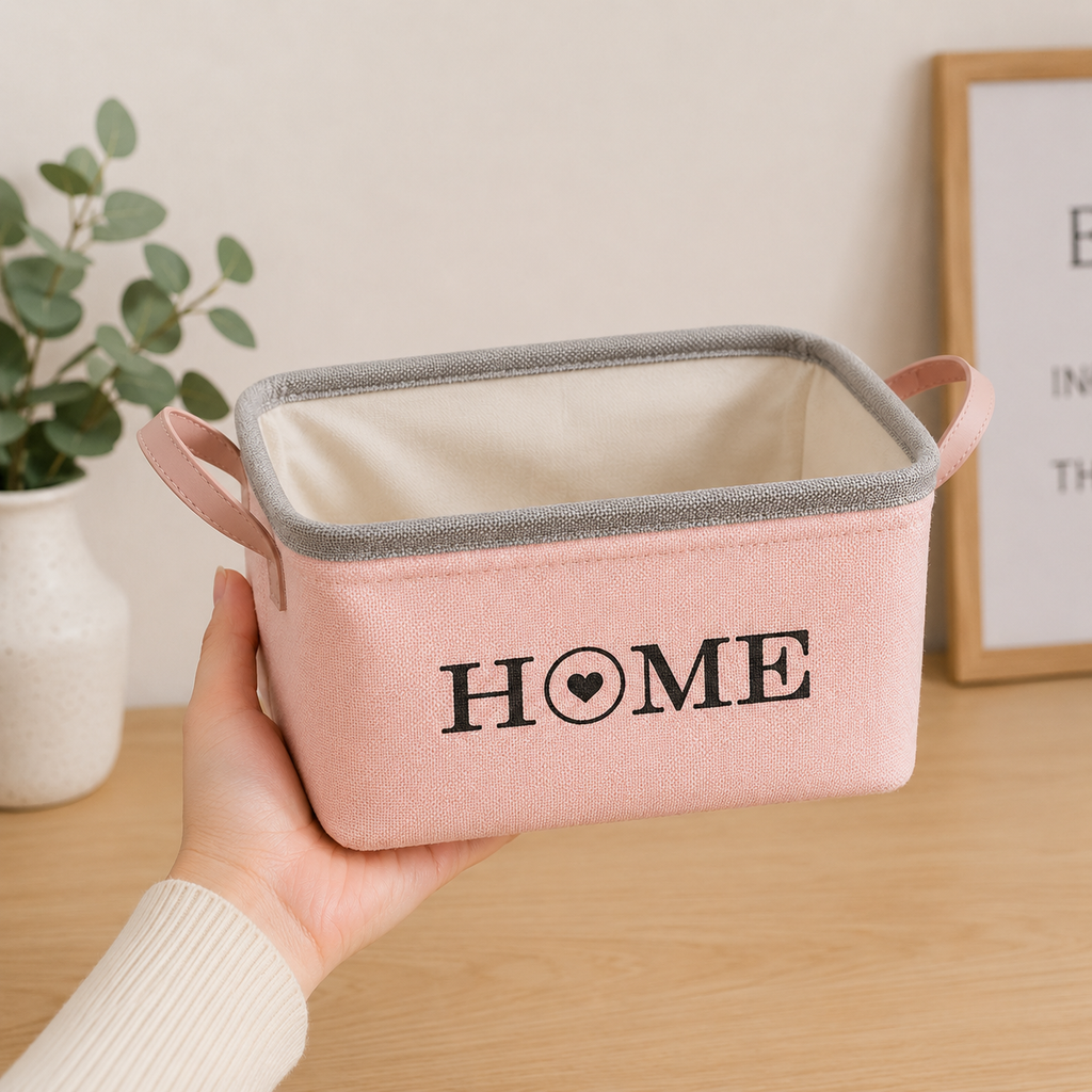Grey Fabric Laundry Basket with Handles (YM510)