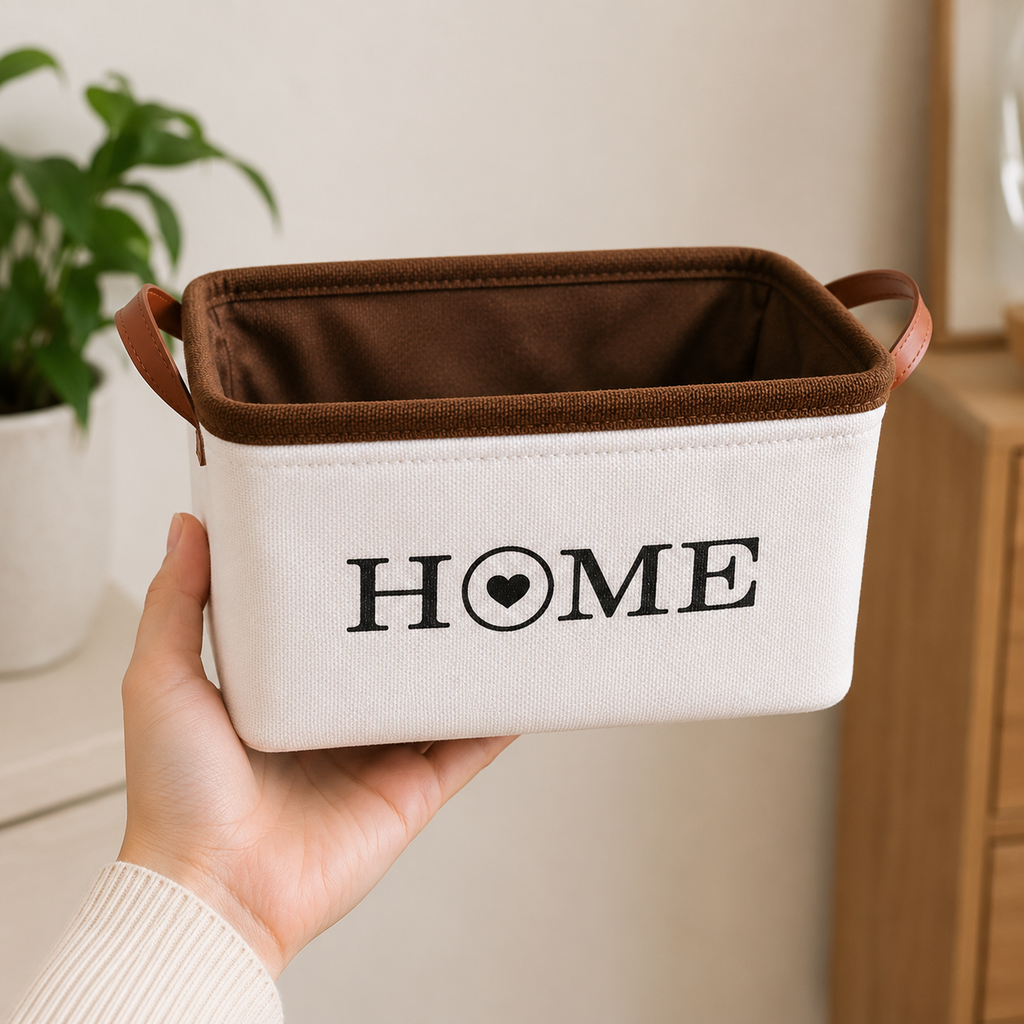 Brown Fabric Laundry Basket with Handles (YM510)