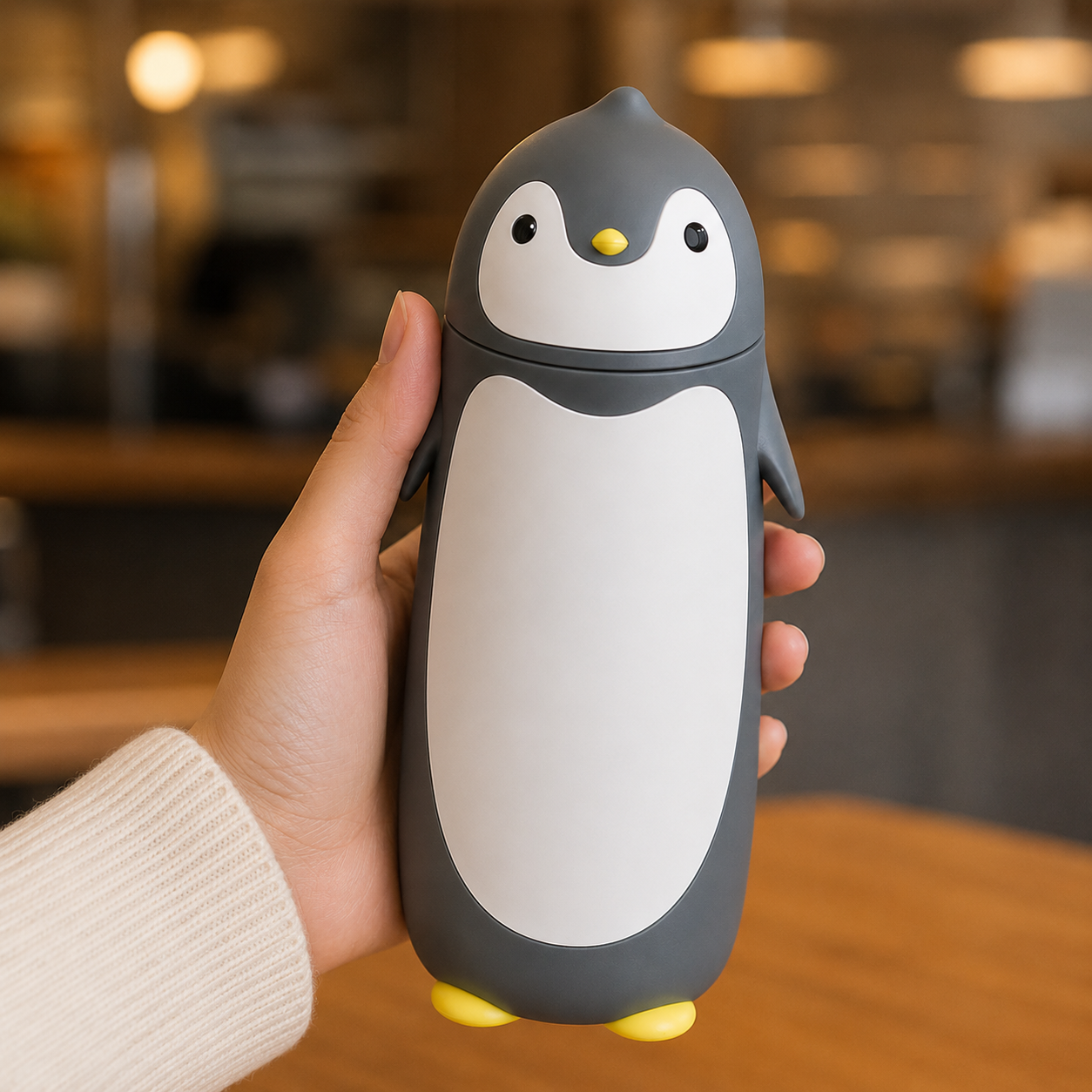 Grey Penguin Shaped Water Bottle (YM500)