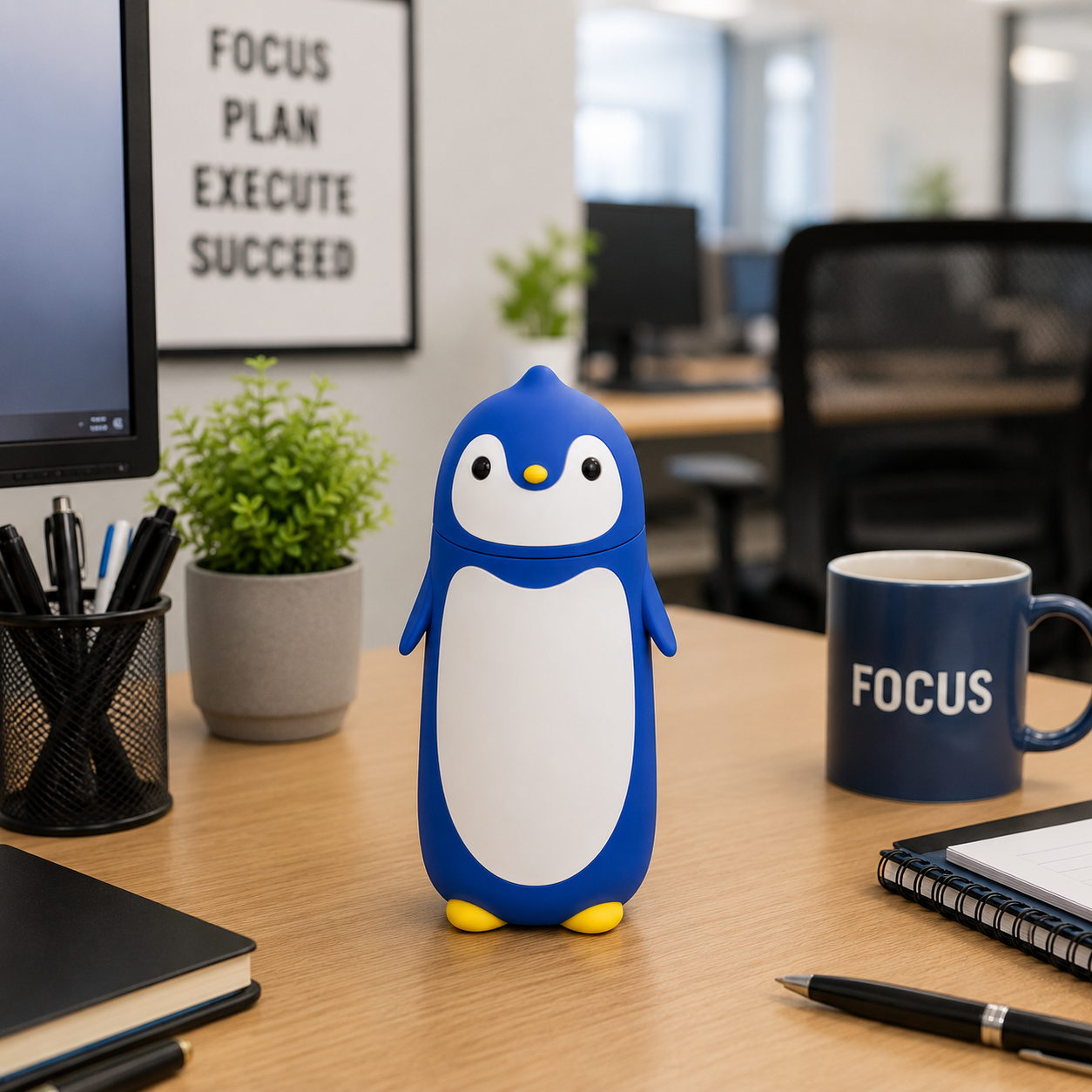 Blue Penguin Shaped Water Bottle (YM500)