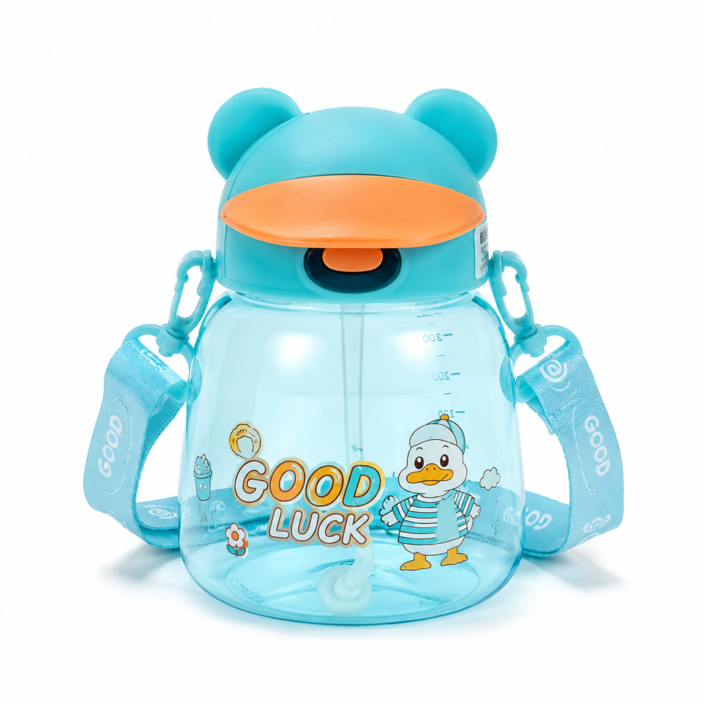 Kids Cute Duck Straw Sipper Bottle - Light Blue (YM507)