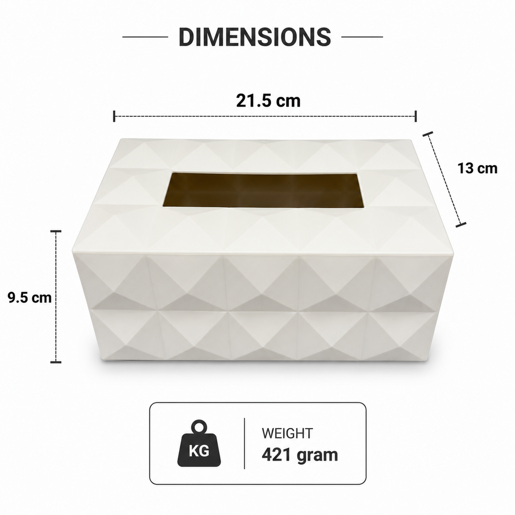 White Premium Rectangular Tissue Box Holder (YM2711)