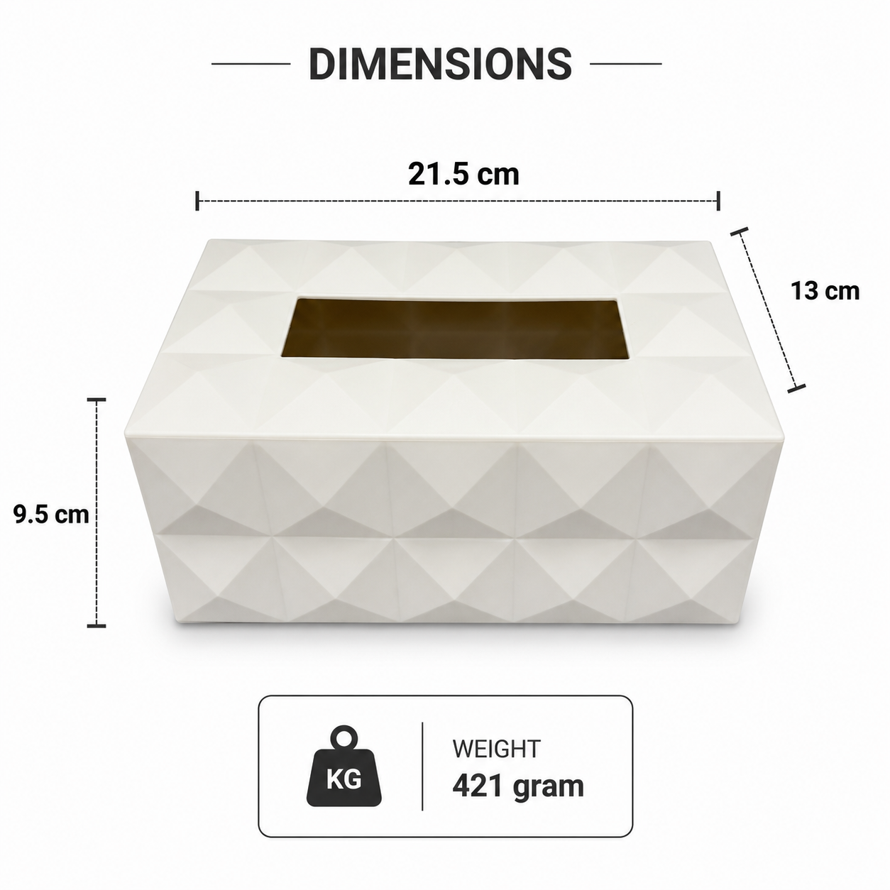 White Premium Rectangular Tissue Box Holder (YM2711)