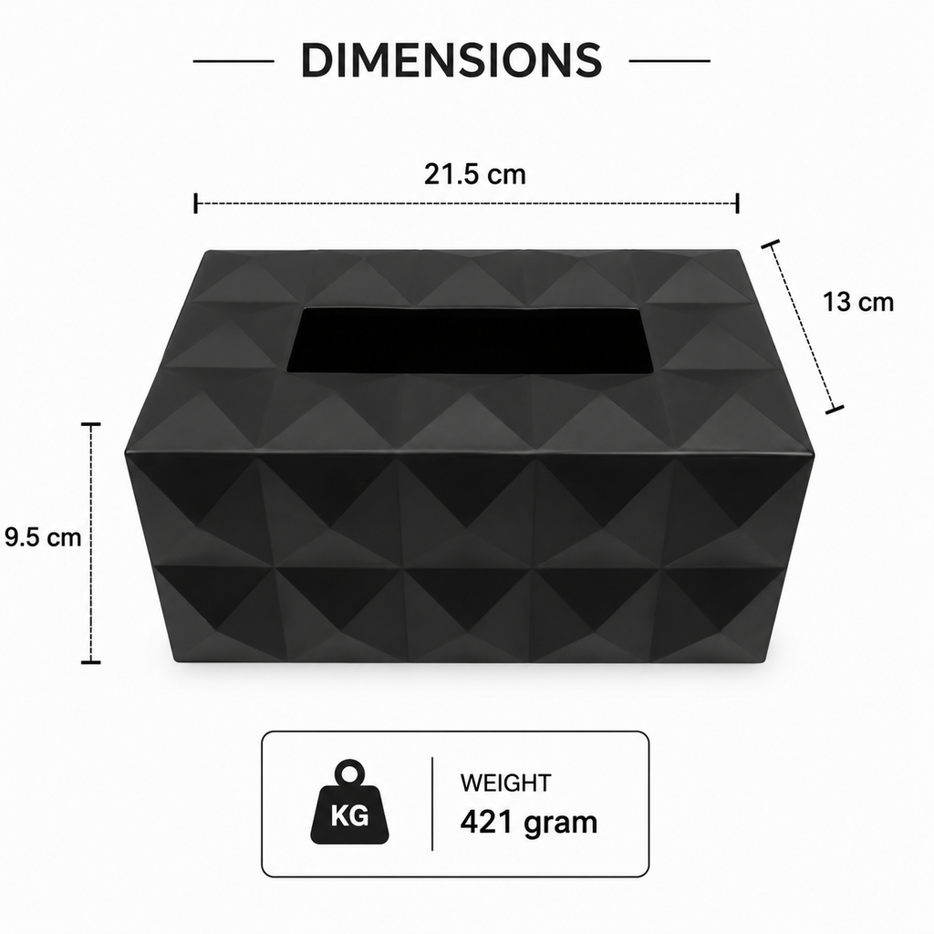 Black Premium Rectangular Tissue Box Holder (YM2711)
