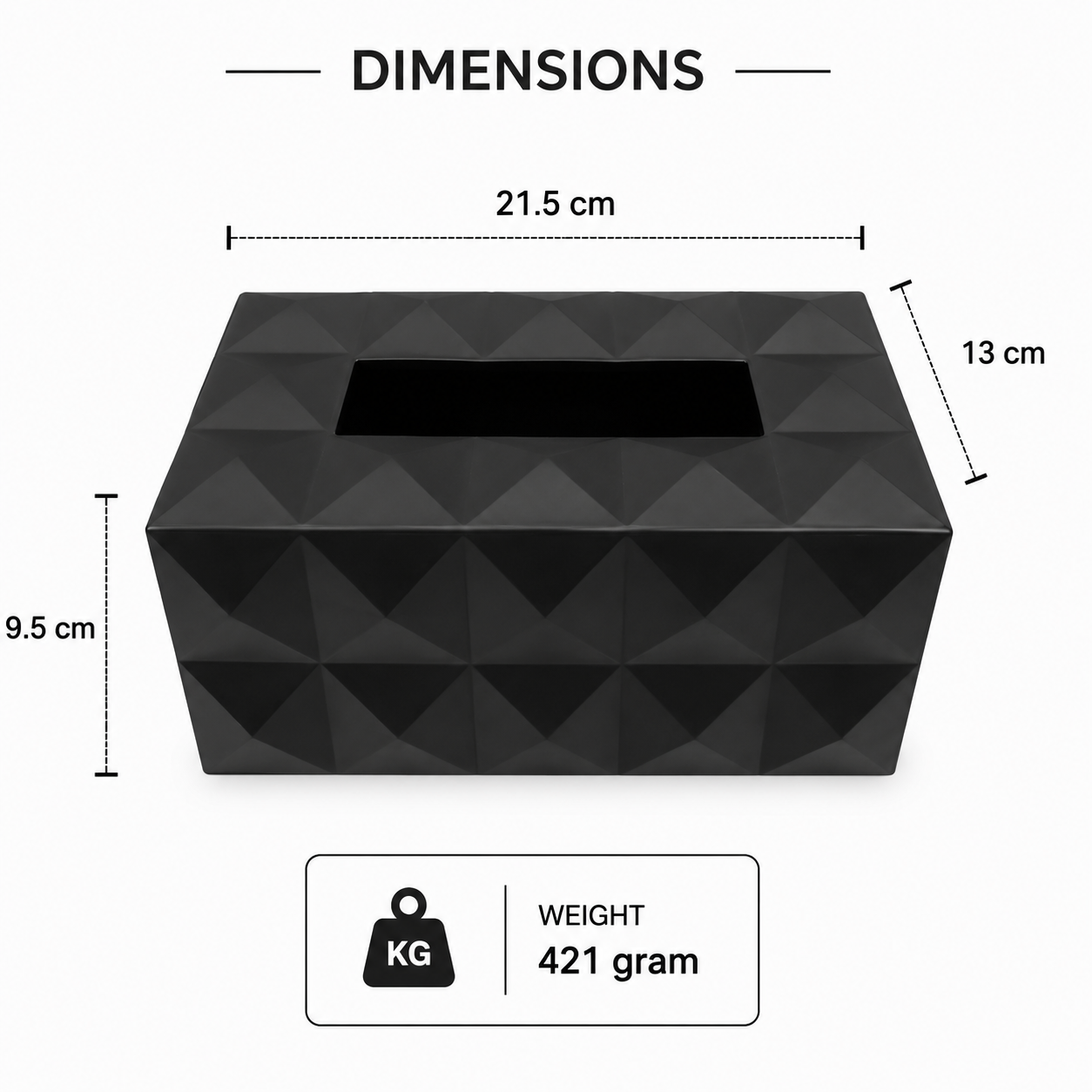 Black Premium Rectangular Tissue Box Holder (YM2711)