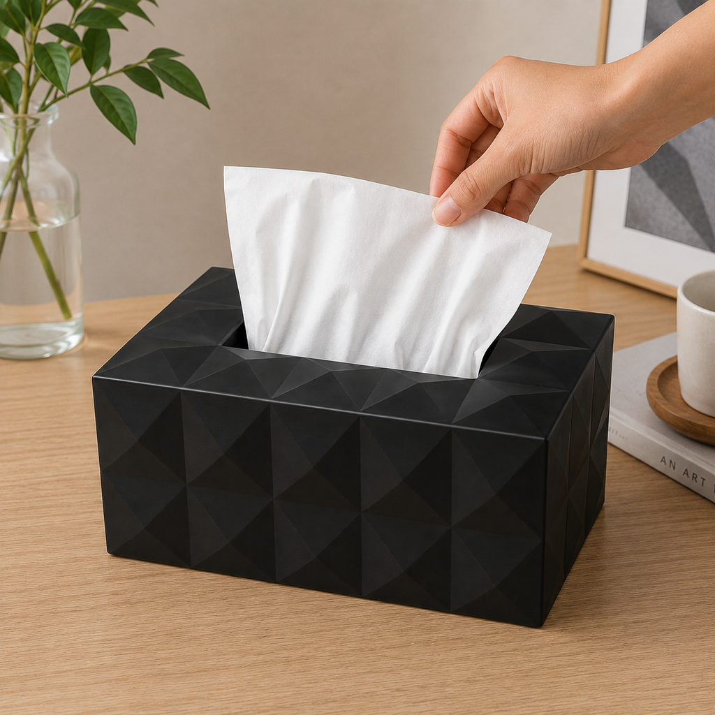Black Premium Rectangular Tissue Box Holder (YM2711)