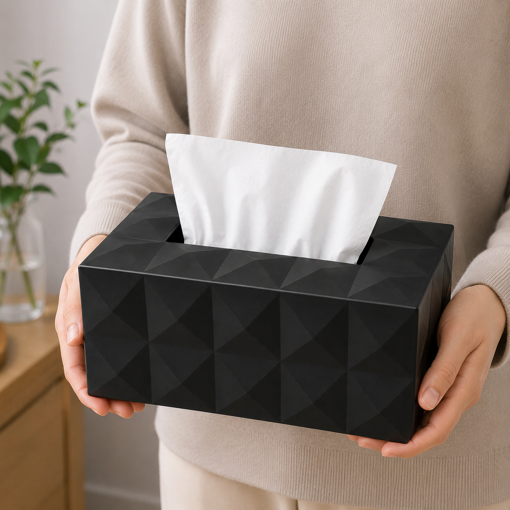 Black Premium Rectangular Tissue Box Holder (YM2711)
