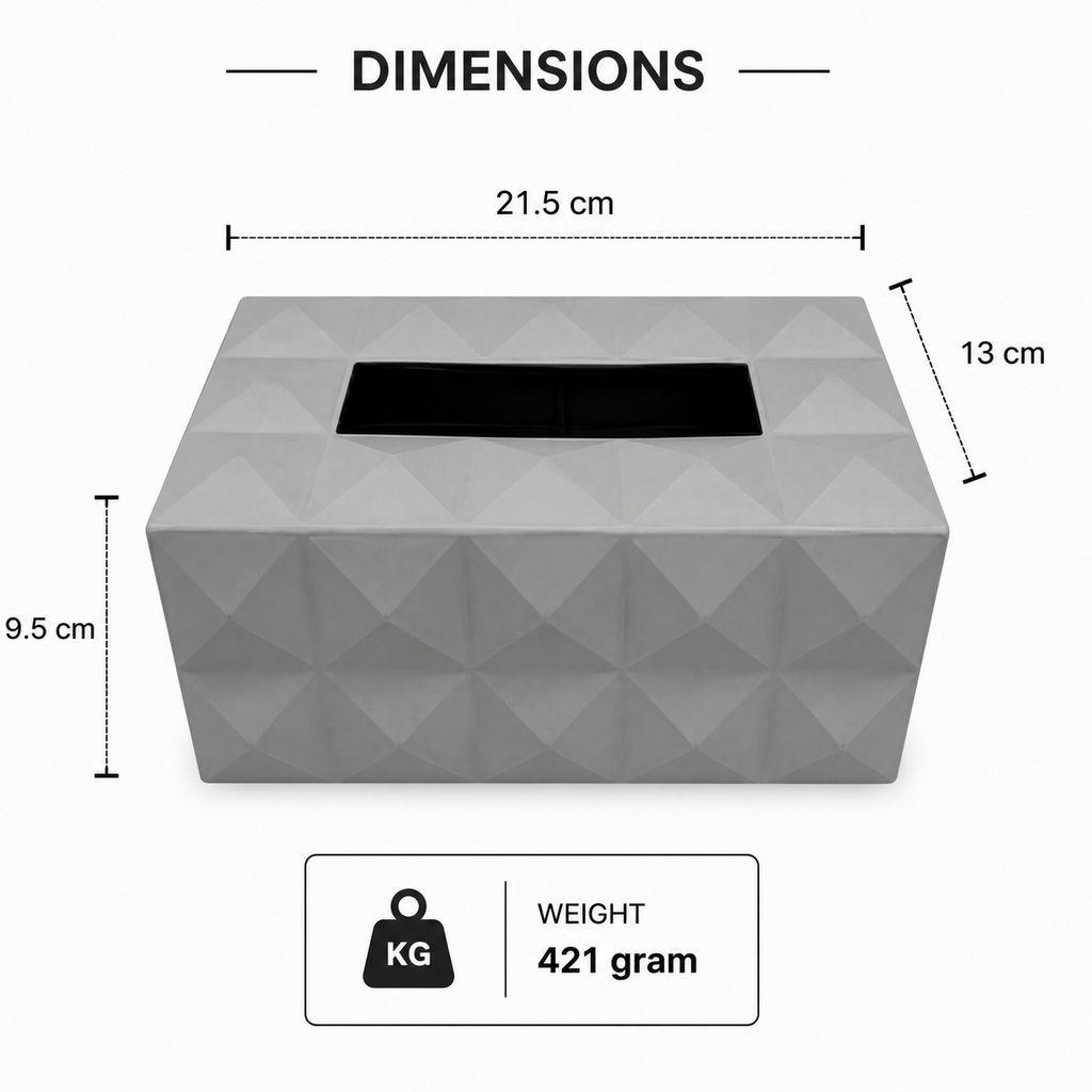 Grey Premium Rectangular Tissue Box Holder (YM2711)