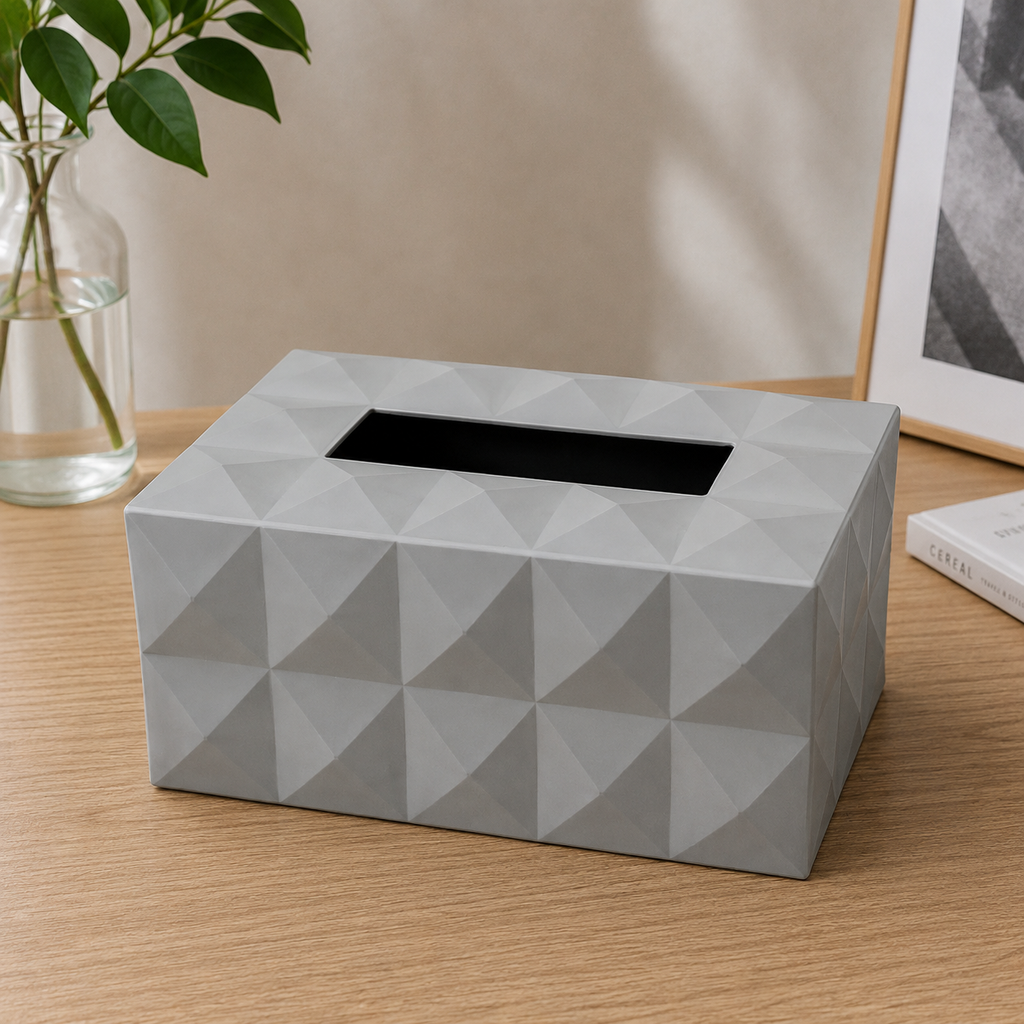 Grey Premium Rectangular Tissue Box Holder (YM2711)