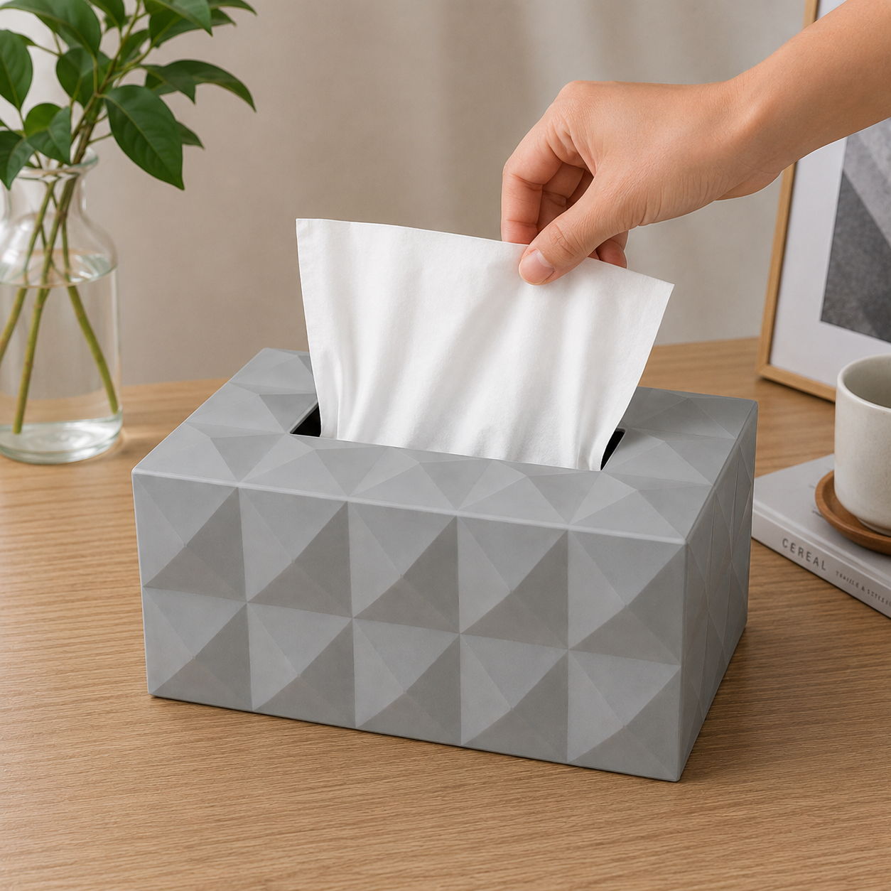Grey Premium Rectangular Tissue Box Holder (YM2711)