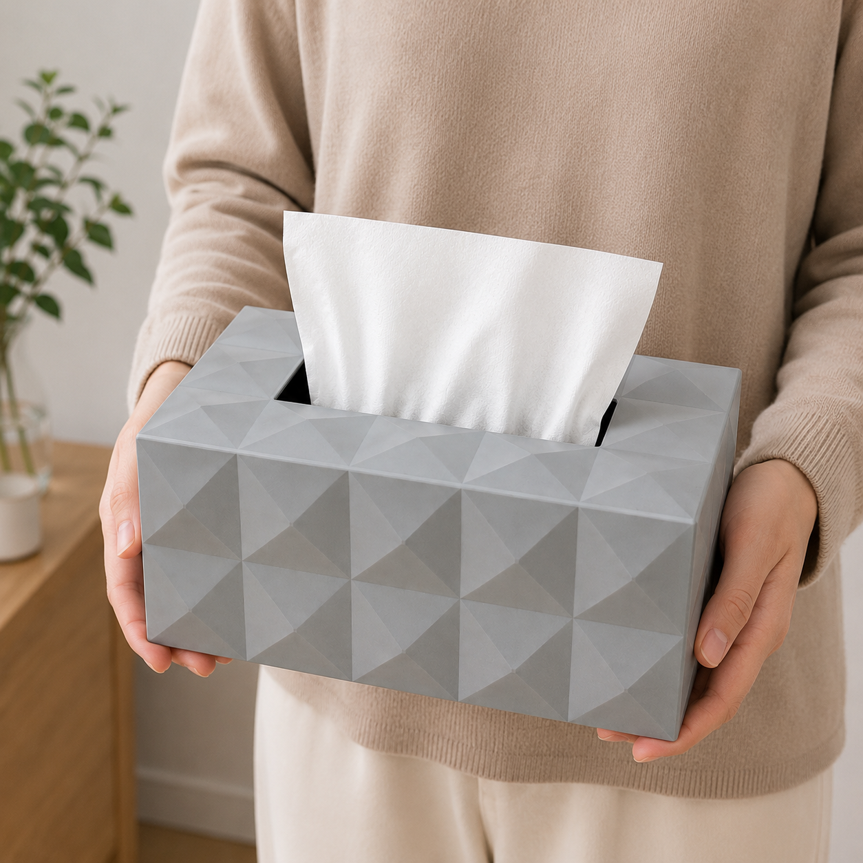 Grey Premium Rectangular Tissue Box Holder (YM2711)