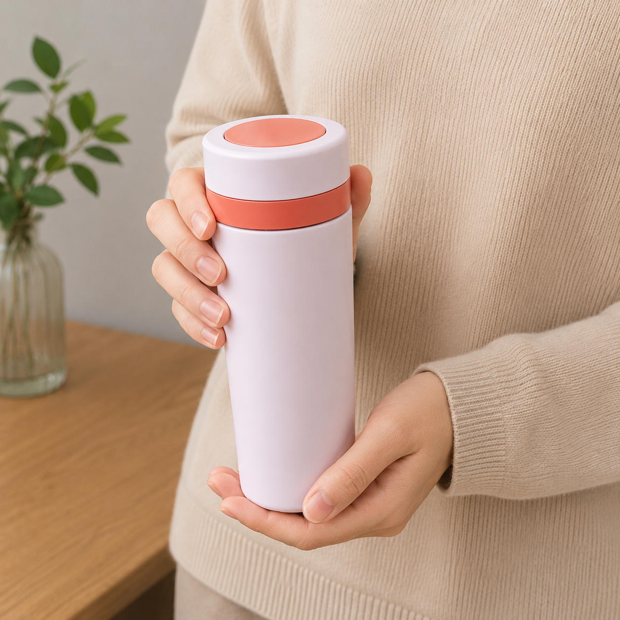 Peach Stainless Steel Water Bottle 350ML (YM2502)