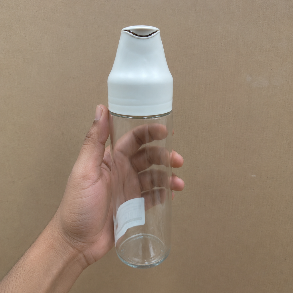 Clear Glass Oil Dispenser with Grey Pouring Spout (YM1622)