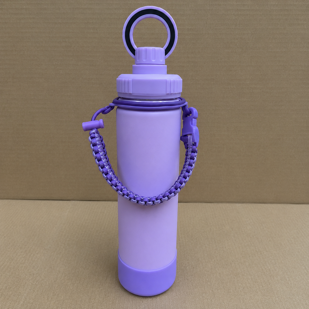 Purple Water Bottle with Carry Strap (YM2200)