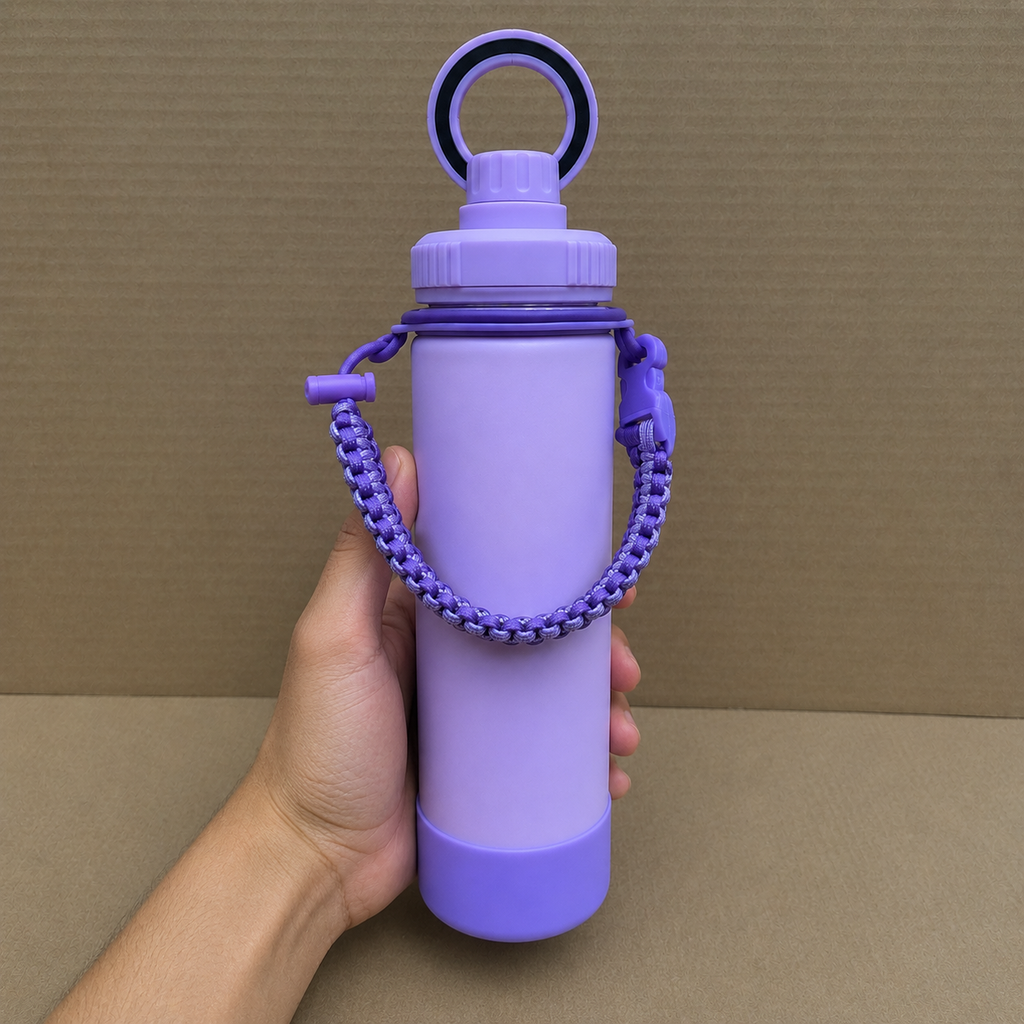 Purple Water Bottle with Carry Strap (YM2200)