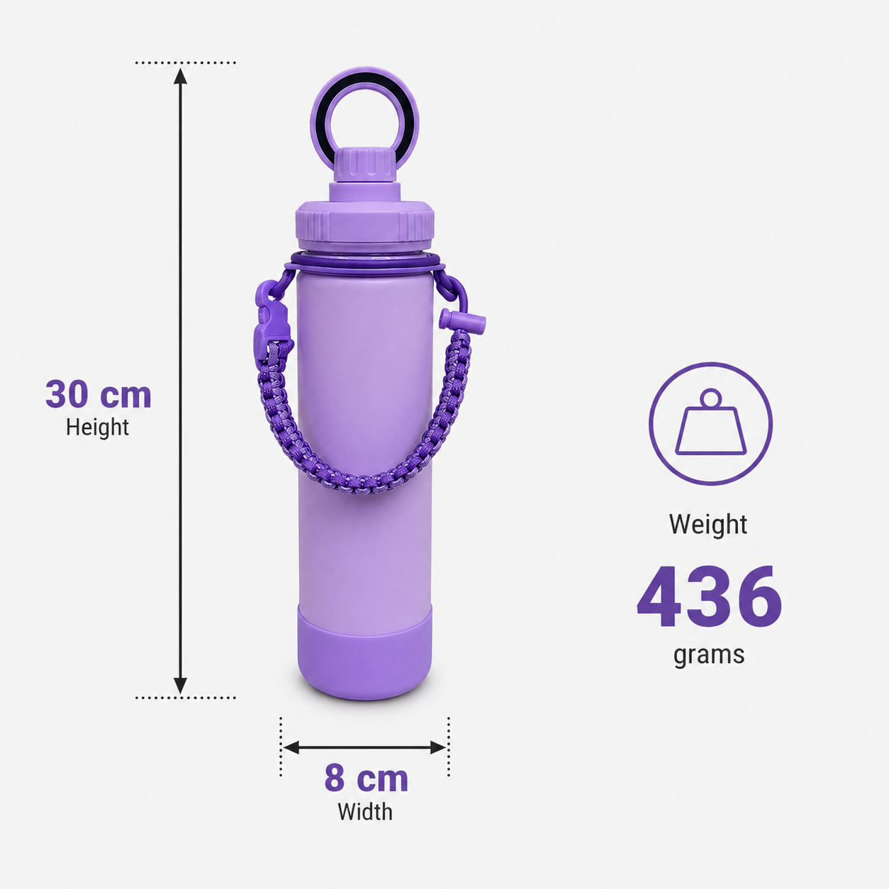 Purple Water Bottle with Carry Strap (YM2200)