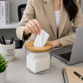 Transparent Tissue Box Holder with Bamboo Lid (YM1329)