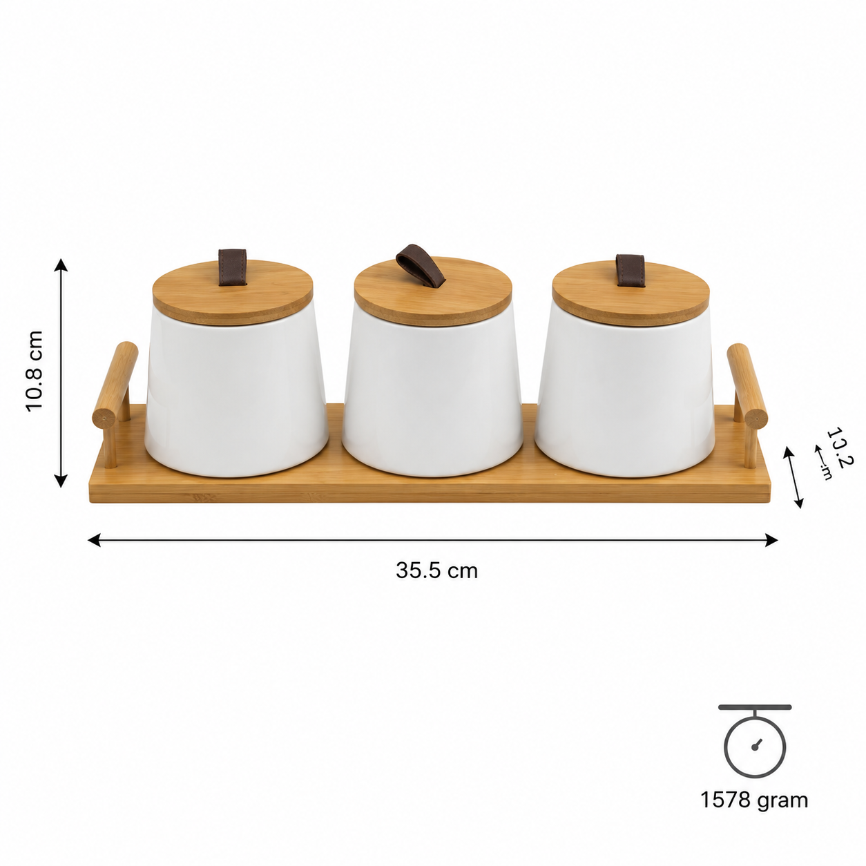 White Ceramic Tea Coffee Sugar Jar Set (YM1293)