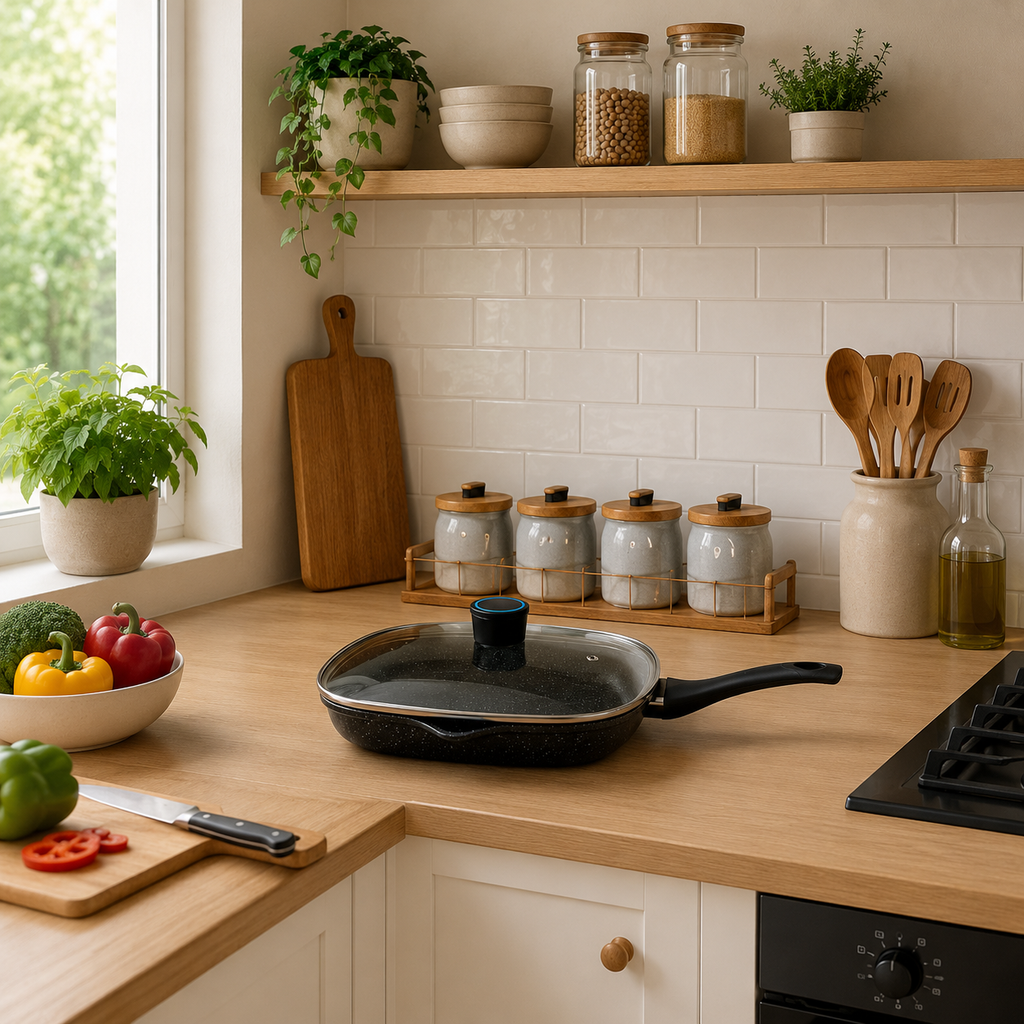 Granite Non-Stick Square Frying Pan with Lid (YM1322)