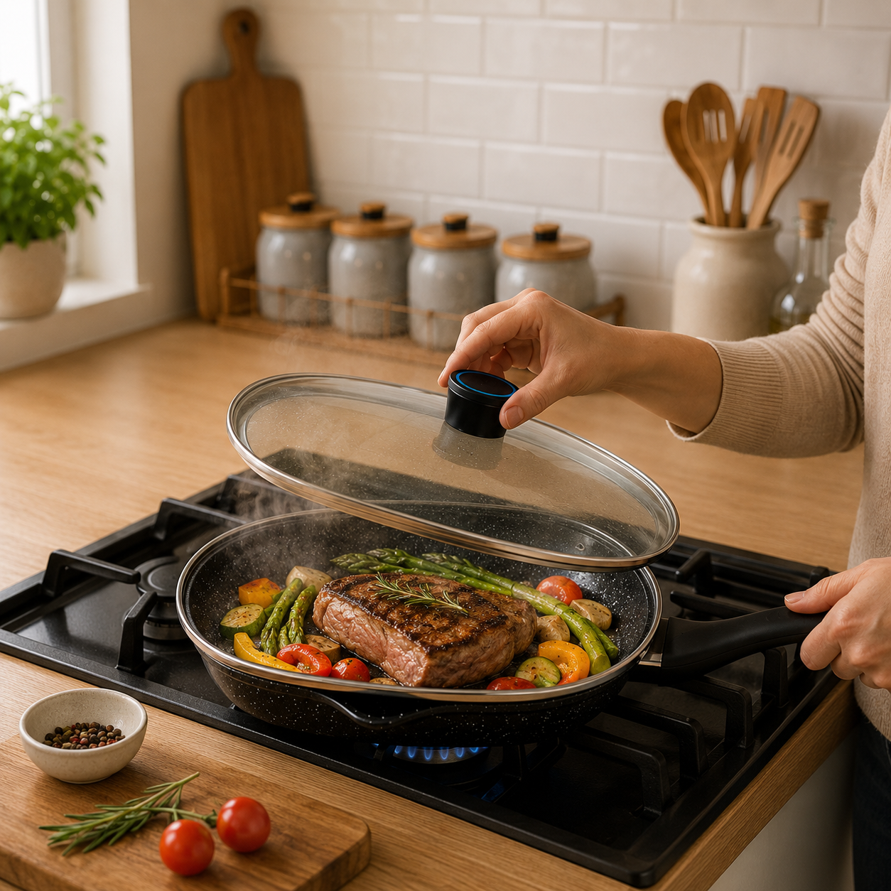 Granite Non-Stick Square Frying Pan with Lid (YM1322)