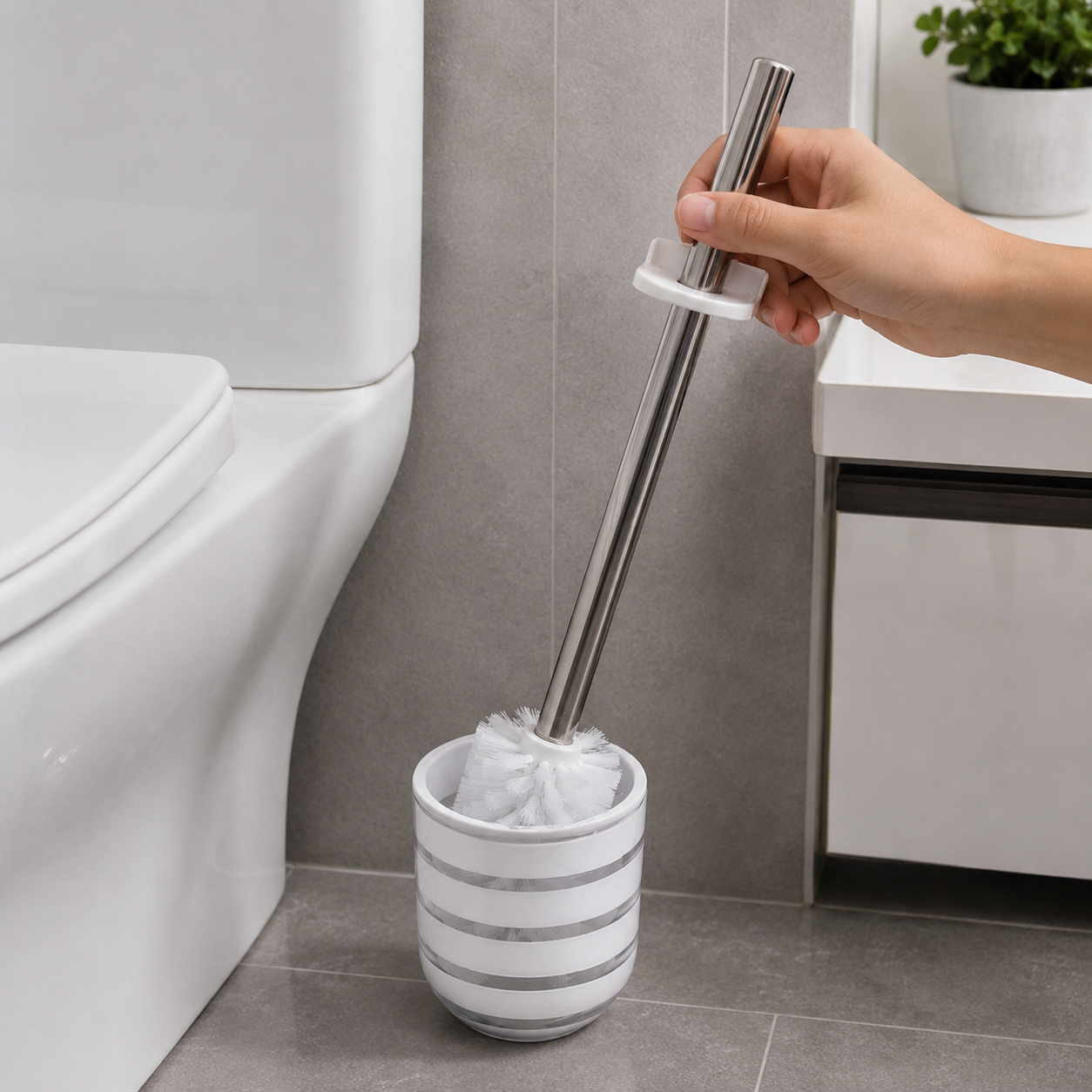 Premium Toilet Brush with Holder (YM2535)