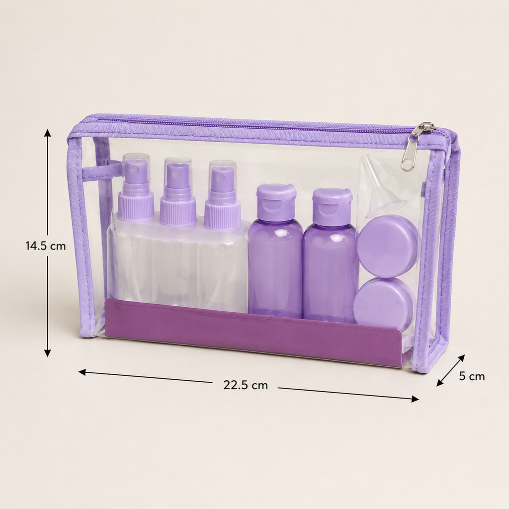 Purple Transparent Travel Toiletry Bag Organizer Set (YM962)