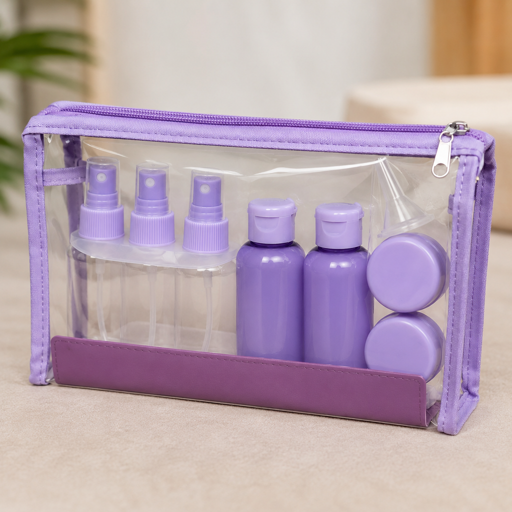 Purple Transparent Travel Toiletry Bag Organizer Set (YM962)