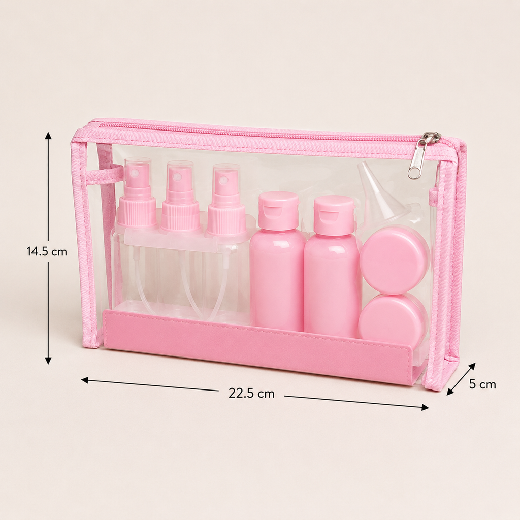 Pink Transparent Travel Toiletry Bag Organizer Set (YM962)
