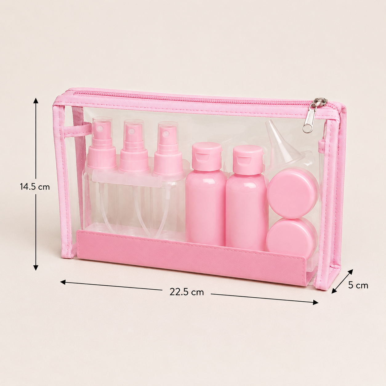 Pink Transparent Travel Toiletry Bag Organizer Set (YM962)