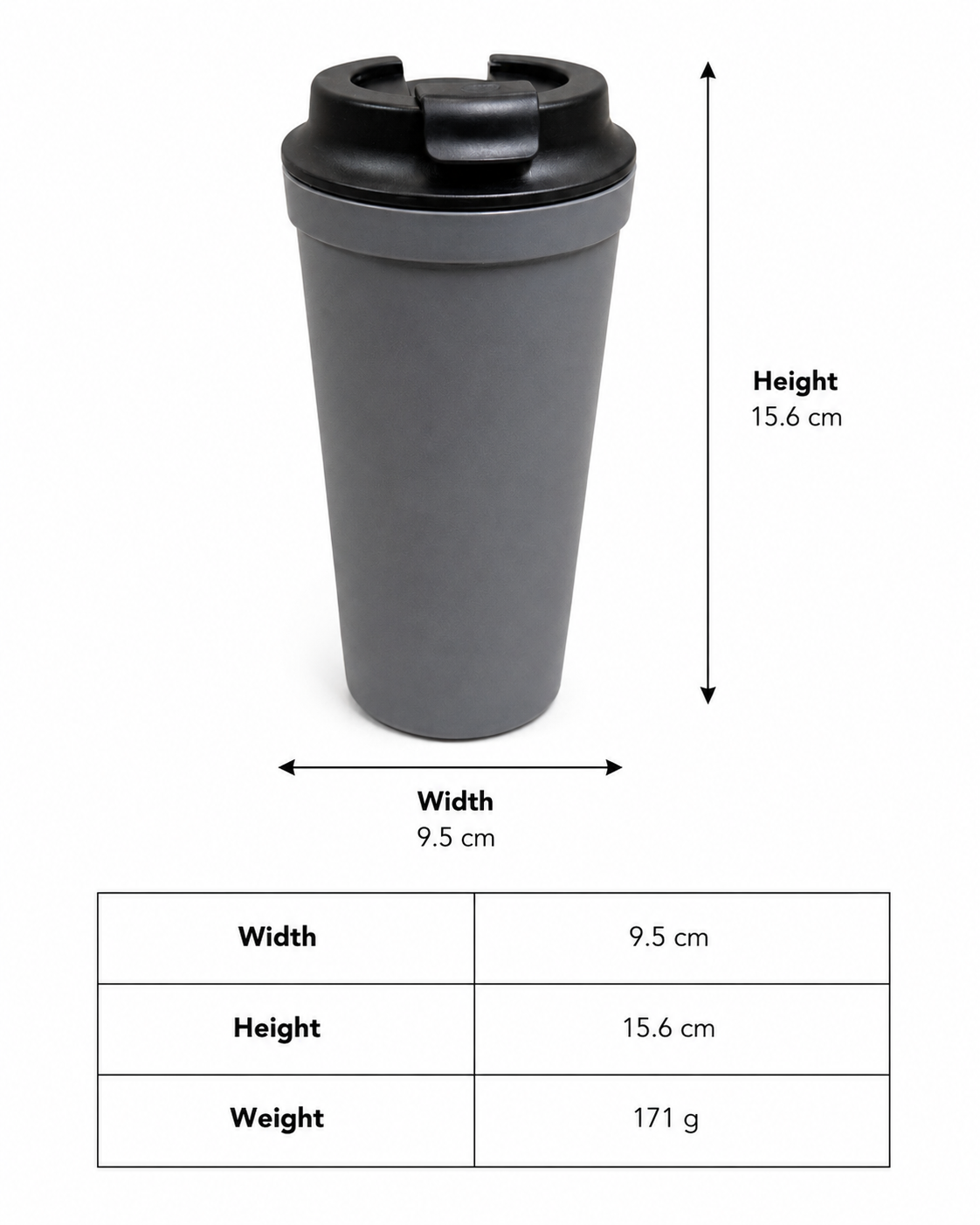 Grey Coffee Tumbler 340ML with Lid (YM2133)