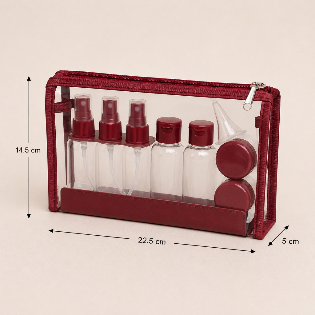 Red Transparent Travel Toiletry Bag Organizer Set (YM962)