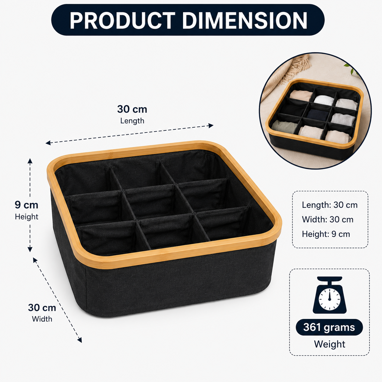 Fabric Clothing Storage Organizer with Compartments (YM449)