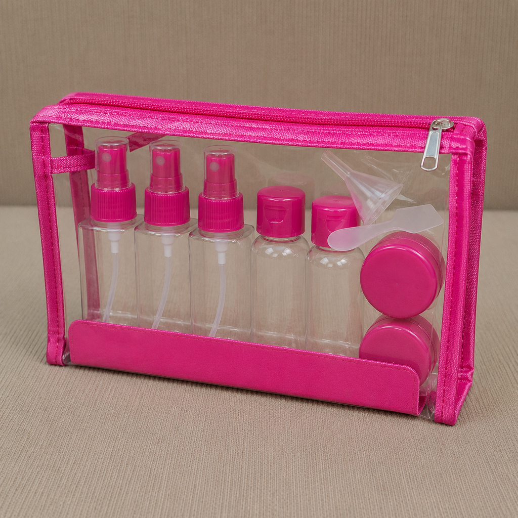 Peach Transparent Travel Toiletry Bag Organizer Set (YM962)