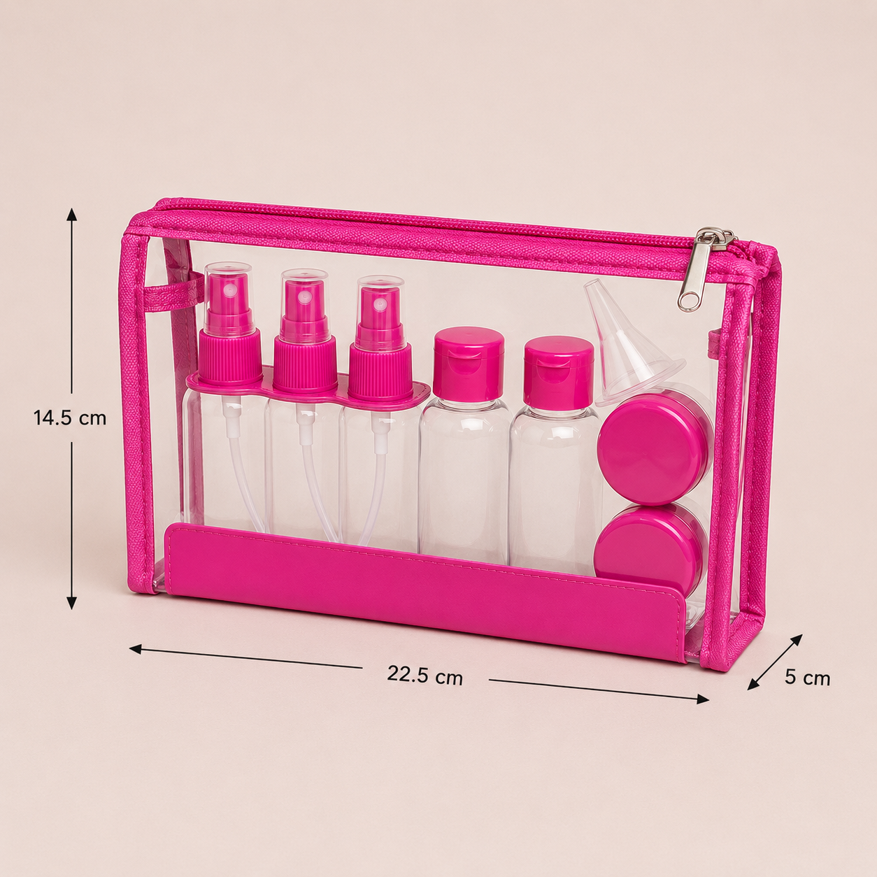 Peach Transparent Travel Toiletry Bag Organizer Set (YM962)