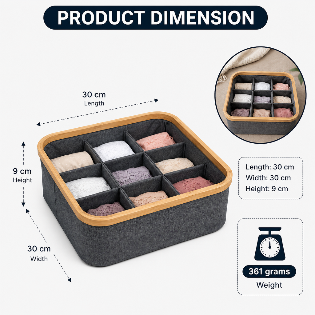 Grey Fabric Clothing Storage Organizer with Compartments (YM449)