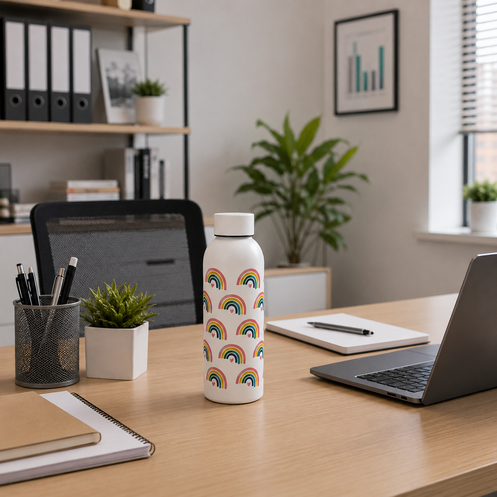 White Stainless Steel Vacuum Insulated Bottle (YM2204)