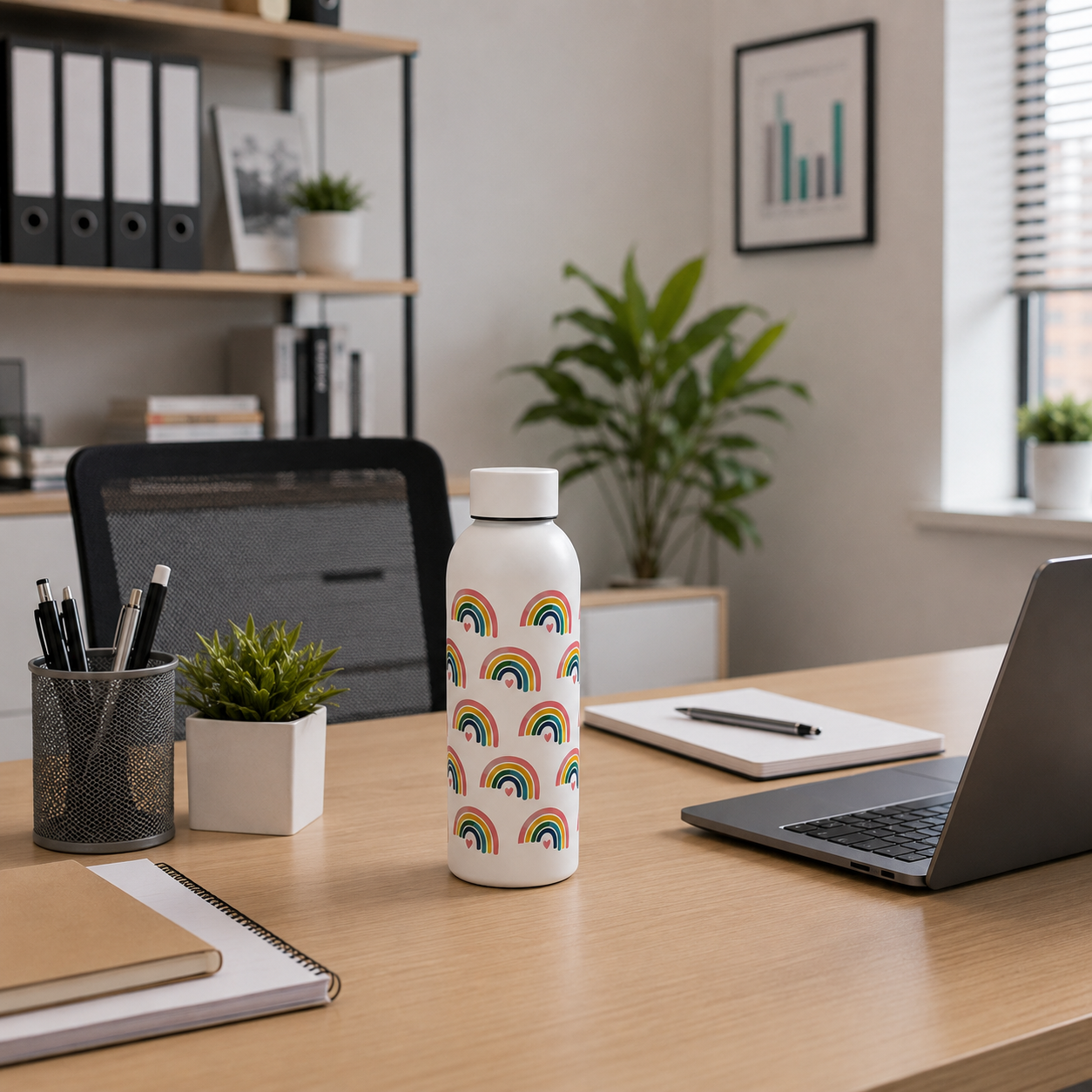 White Stainless Steel Vacuum Insulated Bottle (YM2204)