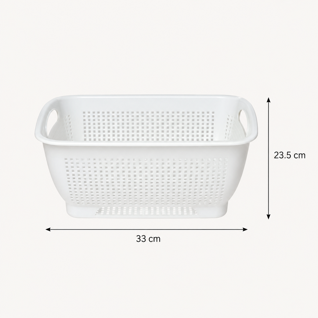 Large White Plastic Colander Basket with Handles (YM329)