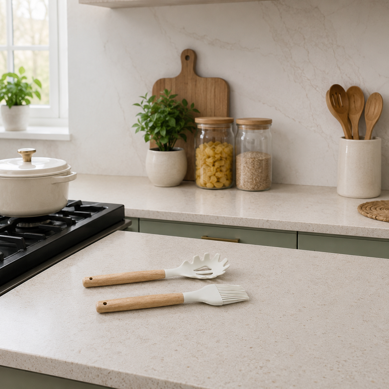 Wooden Handle Silicone Kitchen Utensil Set (YM1476)